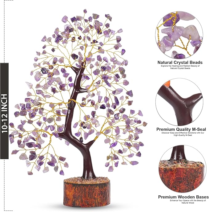 Amethyst Crystal Tree, Gemstones and Crystals, Amethyst Stone Desk Decor, Healing Crystal, Gem Tree Purple Decor, Unique Gifts for Women, Meditation Decor, Spiritual Gifts for Women