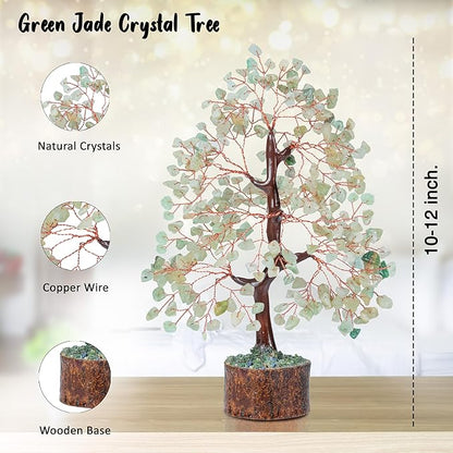 Green Jade Crystals Tree of Life Decor for Healing Crystals Spiritual Gift Sage Green Office & Room Decor House Warming Gifts New Home Decor Feng Shui Birthday Gifts for Women & Men
