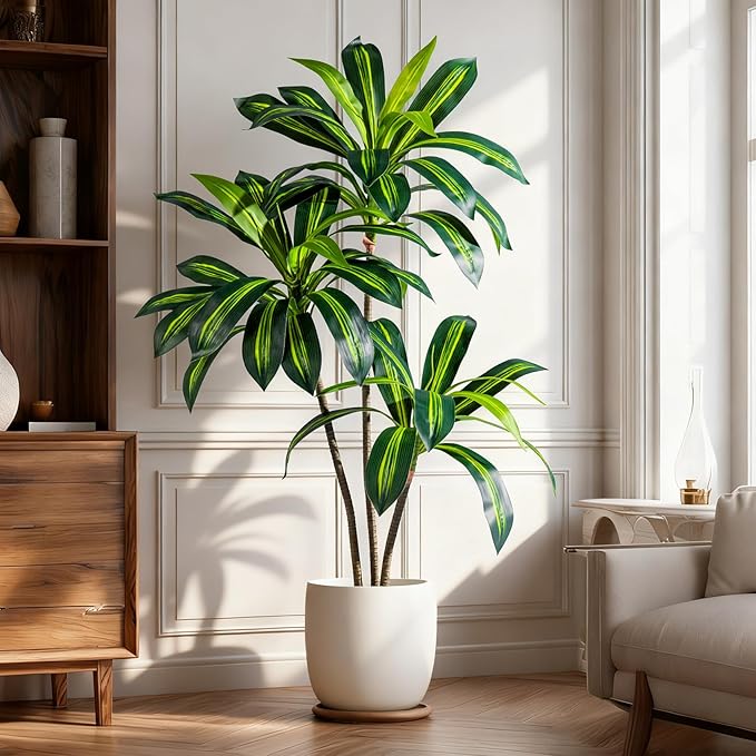 Tall Fake Tree Artificial Trees Plant with White Planter Pot Indoor Outdoor Potted Silk Plants Large Faux Trees loor Floor for Home Living Room Office Outside Patio para decoracion Housewarming Gift