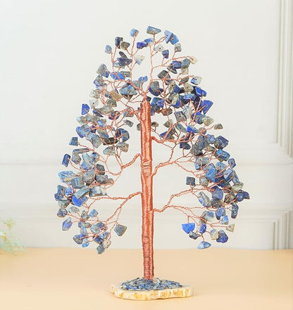 Crocon Lapis Lazuli Gemstone Tree of Life, Handmade, 8 Inch, Blue, Crystal Decoration, Feng Shui, Money Tree, Spiritual Gift