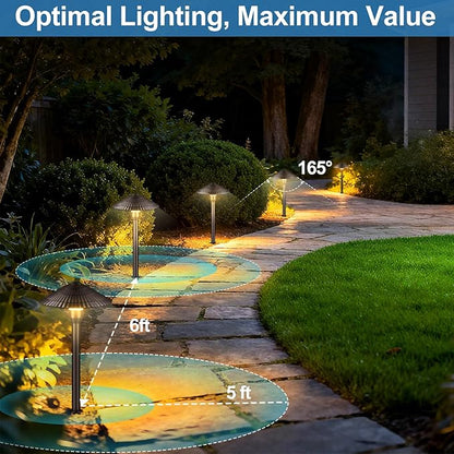 Landscape Lighting Pathway Lights 8 Pack, 5W Low Voltage LED Outdoor Garden Lights, Cast Aluminum with Acrylic Lens, IP66 Waterproof Yard Walkway Driveway Patio Path Lights, Transformer Cable Included
