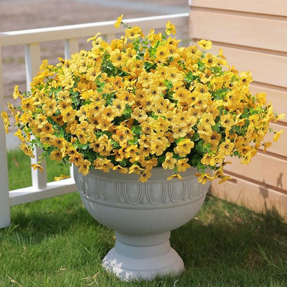 mizii Artificial Flowers for Outdoors 20 Bundles Realistic Faux Silk Flower UV Resistant Fake Plants Outside Decorations for Patio Garden Balcony Yard Porch Summer Indoor Home Decor (Yellow)