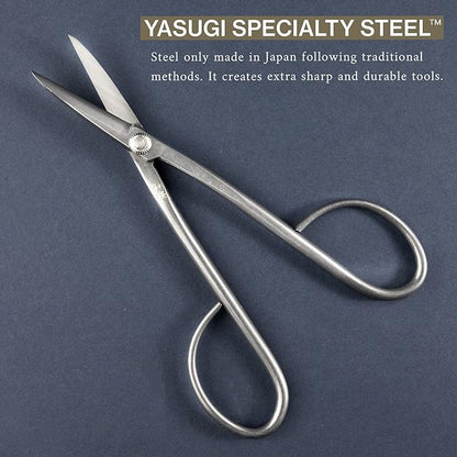 Wazakura Yasugi Stainless Steel Made in Japan Twig Bonsai Scissors 8.27" (210 mm), Japanese Garden Pruning Snip Tools Shears, Flower Herb Trimming Shears (Yasugi Stainless Steel Twig Scissors)