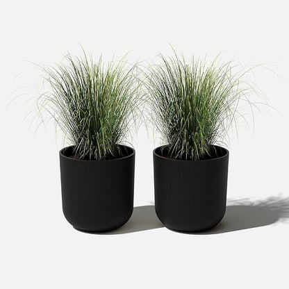 Veradek Mason Series Lima Planter - Round Planter for Indoor or Outdoor Porch/Garden | Made from Plastic-Stone Composite with Drainage Holes | Modern Décor for Succulents, Flowers, Small Plants
