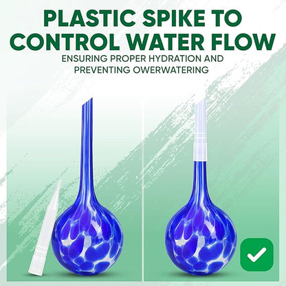 Plant Watering Globes Set of 2 - Large Self Watering Globes for Indoor & Outdoor Plants - Multicolored, Automatic, Glass Watering Bulbs for Daily Use, Plant Watering Devices