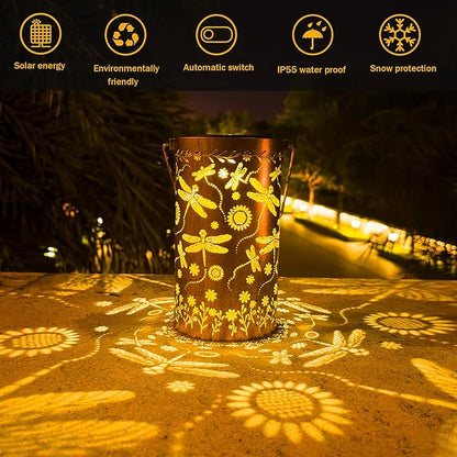 Dragonfly Flower Solar Lanterns Outdoor Waterproof, Birthday Gifts for Women Mom Grandma, Hanging Solar Lights for Yard, Patio, Porch, Garden Decor, Christmas Gifts for Her/Him