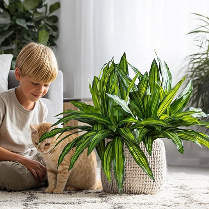 4 Pcs Artificial Greenery Stems Dracaena Faux Branches Artificial Plants Realistic Fake Dracaena Greenery Realistic Plants for Indoor Outdoor Porch Patio Home Office Living Room Decor (Light Green)