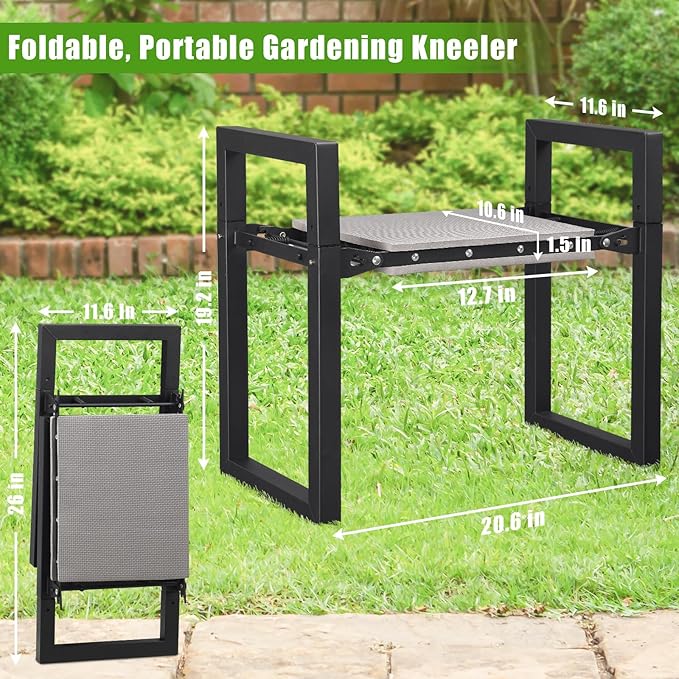 Garden Kneeler and Seat, 12.7" Wide Folding Heavy Duty Gardening Bench with Handles for Kneeling and Seat, Multifunctional Kneeler Stool for Women Seniors,Relieve Knee Back Pain,Gardening Tools Gifts