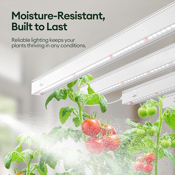 Grow Lights for Indoor Plants 2FT, Red-Enhanced Full Spectrum 5000K Grow Light, 60W(4 x 15W), T5 LED Grow Light Strips for Leafy Greens and Vegetables, High PPFD, Linkable, White, 4-Pack