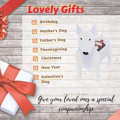 Bull Terrier Dog Planter Plant Pots,Cute Dog Flower Planter,Gifts for Pet Lovers,Unique Animal Plant Pots,Office,Indoor Outdoor Garden Decor(9.45 * 5.57 * 13.39in)