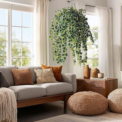 2PCS Fake Plants Decor,Artificial Morning Glory for Home Decor Indoor,Fake Ivy Plants Realistic Faux Plants Indoor for Home Living Room Bedroom Office Decoration
