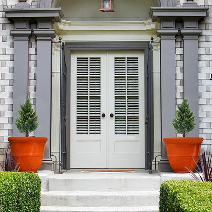 2.3FT Tall Artificial Cedar Topiary Trees Set of 2, Artificial UV Resistant Potted Plants, Faux Bushes Fake Shrubs for Outdoor Indoor Home Entryway Front Porch Garden Patio Offices Living Room Decor