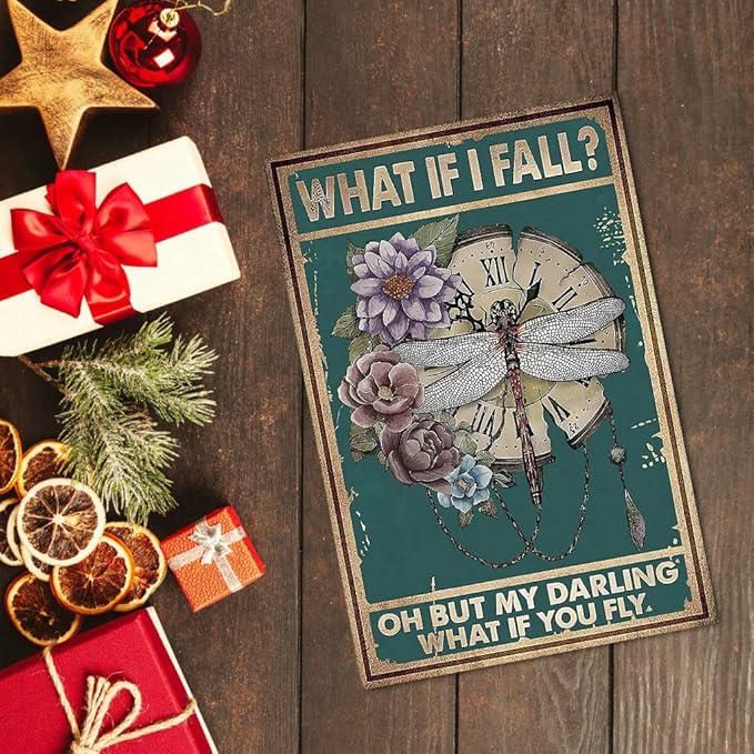 Bestylez Cottagecore Gifts Dark Vintage Cottagecore Wall Decor - Fall Decor - Cottagecore Home Forest Room Bedroom Kitchen Decor - What If I Fall Sign, 12 x 8 Inch (954)