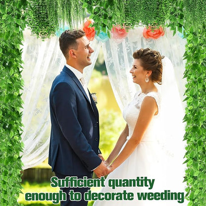 24 Pcs Artificial Hanging Plants Fake Hanging Ferns Plastic Faux Plants for Wall Room Garden Garland Indoor Outdoor Decor No Basket (Boston,Eucalyptus,Ivy Vine,String of Pearls)