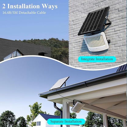 MMKT Solar Flood Lights Outdoor,2000W Motion Sensor Outdoor Solar Powered Lights with Remote, IP65 Waterproof Solar Flood Light for Outside, Dusk to Dawn Wall Light for Garage, Patio, Yard