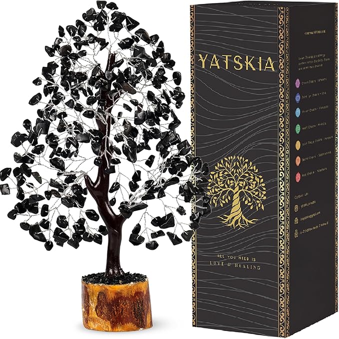 YATSKIA Black Tourmaline Crystal Tree, Crystal and Healing Stones, Gemstonre Tree Decor, Home Decor, Good Luck Gifts