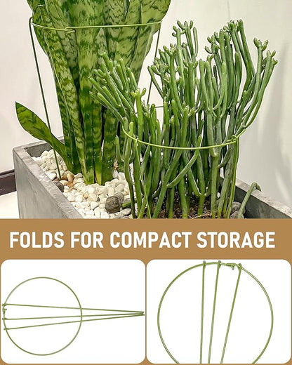 3-Pack Heavy Duty Plant Support Stakes, Metal Plant Ring Cages for Indoor Outdoor Plants, Adjustable Garden Stakes for Peonies, Monstera, Pothos, Hydrangea, Vines & Potted Plant (10" W x 17" H)