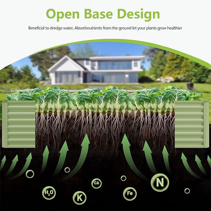 8x2x2FT Galvanized Raised Garden Bed Kit,Vegetable Boxes-Rectangle Metal Flower Box,Large Planter Raised Beds Outdoor Garden for Planting,Fruit,Herb-Green