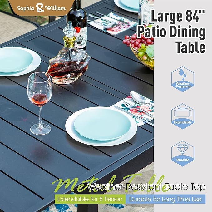 Sophia & William Outdoor Dining Set Patio Dining Sets Patio Table and Chairs Set 9 Pieces Outdoor Dining Table for 8 with Swivel Patio Chairs Patio Set for Garden Pool All Weather Brown