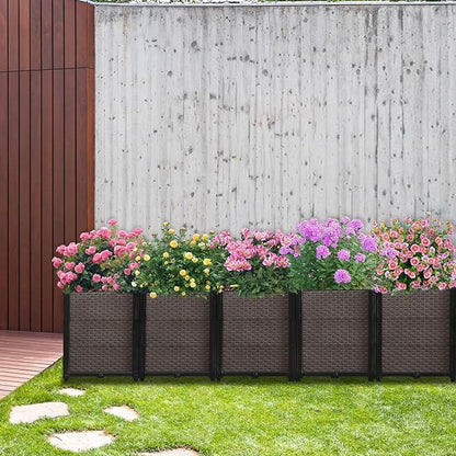 Large Raised Planter Box Outdoor Self Watering 78.7"x15.7"x19.7", Deep Raised Garden Bed - Elevated Garden Box with Drainage Plug, Rectangular Garden Planter Perfect for Patio Balcony Deck