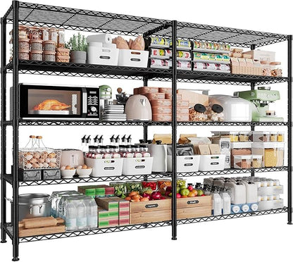 5 Tier Storage Shelves Metal Shelving Unit Load 1500LBS,Adjustable Wire Shelving Pantry Shelves for Storage,Kitchen Shelves Storage Rack for Commercial Garage Shelving Heavy Duty,61.7"W*72.4"H*15.8"D