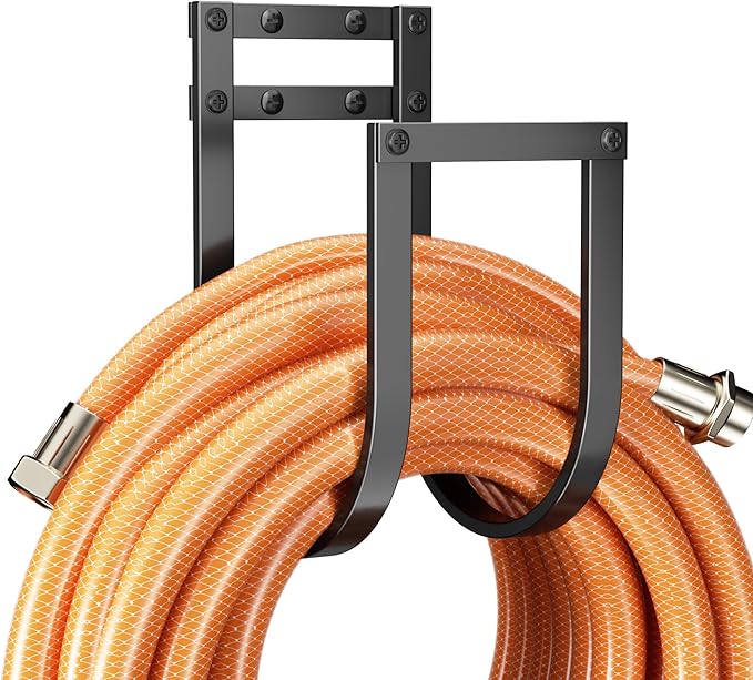 Garden Hose Holder Wall Mount - Metal Water Hose Hanger for Outside, Durable Hose Hook for Garden, Garage, or Yard Storage