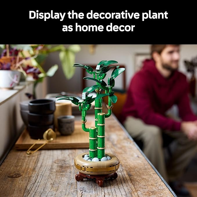 LEGO Botanicals Lucky Bamboo Building Set - Artificial Plant for Indoor Home Décor, Adults Ages 18+ - Fake Plant Decoration for Table, Desk, Office - Gift for Birthdays - 10344