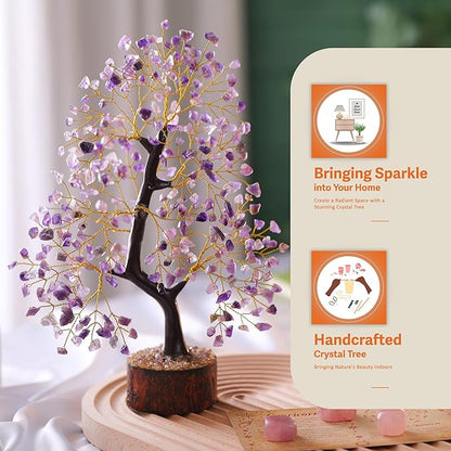 Amethyst Crystal Tree, Gemstones and Crystals, Amethyst Stone Desk Decor, Healing Crystal, Gem Tree Purple Decor, Unique Gifts for Women, Meditation Decor, Spiritual Gifts for Women