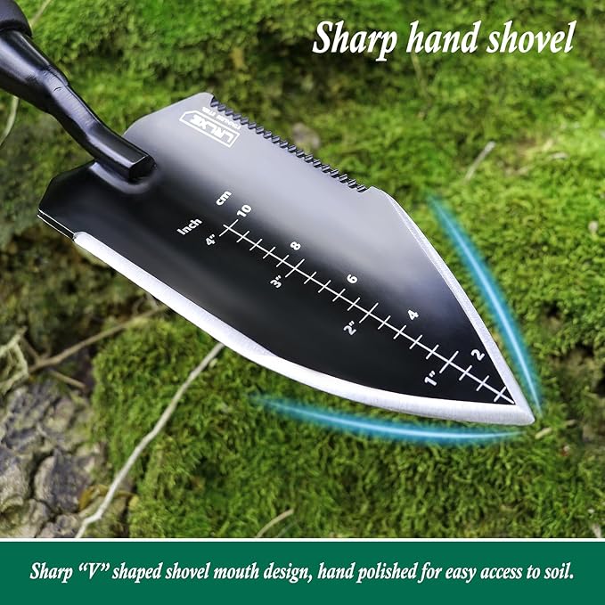 Garden Shovel-Heavy Duty Gardening Hand Trowel, Stainless Steel Garden Trowel with Rubberized Handle, Garden Tool for Soil Planting Digging Transplanting(Hand Trowel)