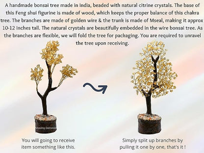 Citrine Crystal Tree Fung Shui Crystal Money Tree, Dubai Citrine Stone Piedra Citrina Healing Energy (Gift-Box Added)