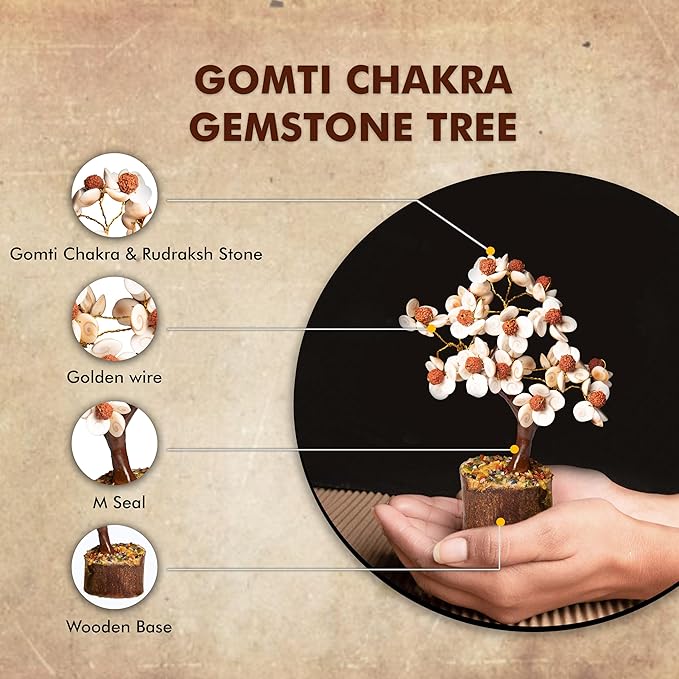 Wonder Care Crystal Tree for Home Decorations Crystals and Healing Stones Witchy Room Crystal Decor Tree Crystal Gifts Gem Tree Christmas Tree Stands for Real Tree-Gomti Rudraksha Tree