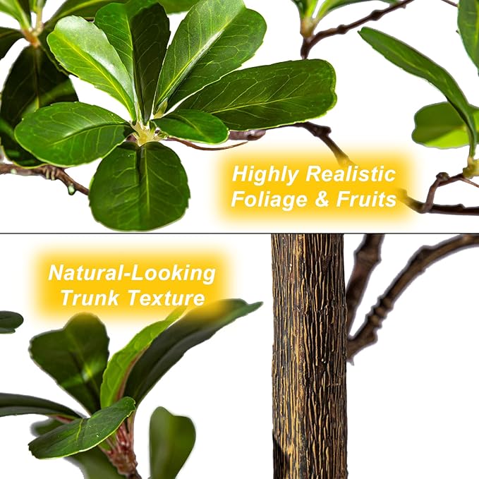 5FT Artificial Black Olive Tree Artificial Olive Plants, Tall Faux Olive Tree Faux Silk Plant Fake Plant Ultra-Realistic Silk Leaves & Natural Trunk Indoor Outdoor Use