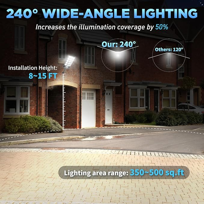 LANGY Solar Street Lights Outdoor 4 Pack, 6500K Solar Lights Outdoor Dusk to Dawn with Motion Sensor & Remote Control, IP66 Waterproof LED Flood Security Lights for Outside Garden Yard Parking Lot