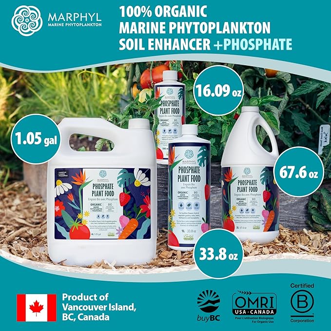 MARPHYL Organic Liquid Phosphate Soil Enhancer. Phosphorus Fertilizer for Garden, Flowers, Vegetables, Succulents, Bamboo, Hydroponics 1.05 gal