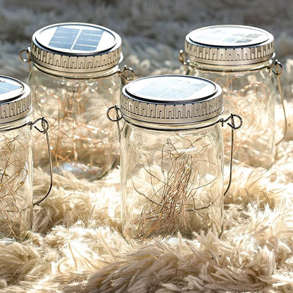 Cooo 12 Pack Christmas Decorations Solar Lanterns Outdoor Waterproof Upgraded Crystal Glass Solar Mason Jar Lights 30 LED 215% Larger SolarPanel（Just a Little More,Get Double The Delight-Warm White）