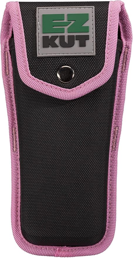 EZ Kut Original Ratcheting Pruner Kit with Molded Ballistic Nylon Sheath and Carbide Blade Tool, Pink and Black