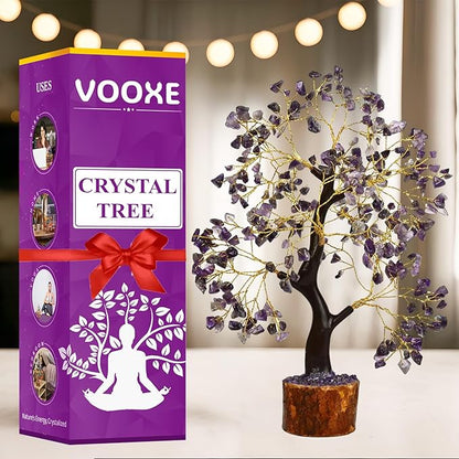 Wisdom Stone Crystal Tree Handmade Healing Gemstone for Home, Office, & Desk Decor Sister Women MOM Birthday Gifts Positive Energy & Good Luck (Wisdom Stone Tree (Amethyst) (Purple)