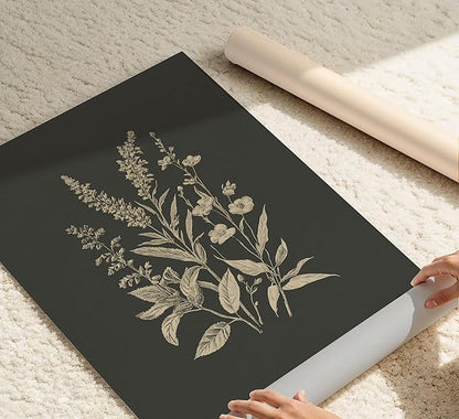 4Pcs Vintage Flowers And Plants Wall Art Dark Green Flower Painting Picture Flower Bouquet Wall Decor Minimalism Flowers Poster Print Artwork for Living Room Bedroom Home Decoration,Unframed
