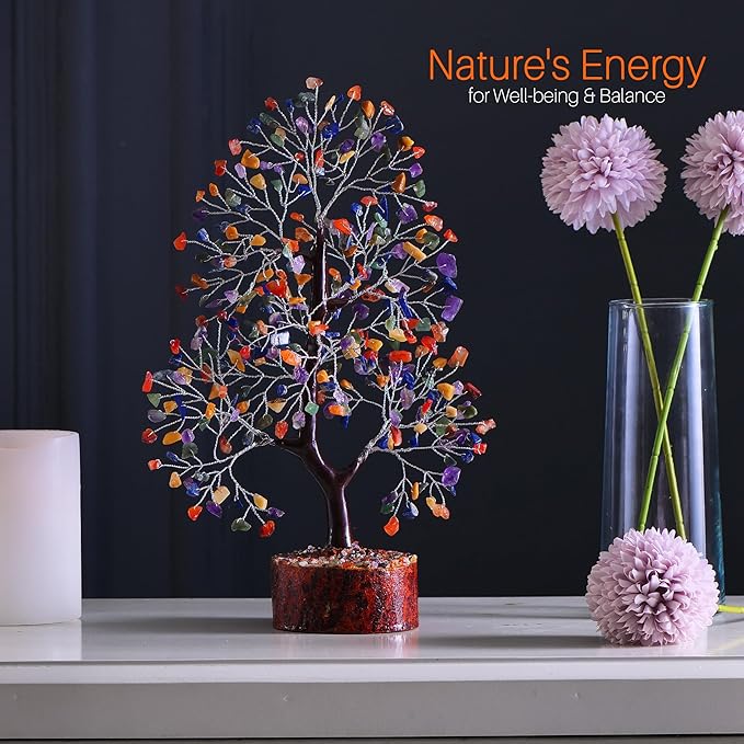 Chakra Tree, Chakra Stones and Healing Crystals, Crystal Tree of Life, Shelf Decor, for Women, Room Decor Aesthetic, Office Desk Decor, Unique Gifts for Women