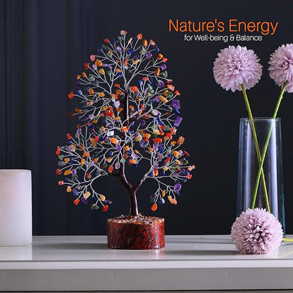 Chakra Tree, Chakra Stones and Healing Crystals, Crystal Tree of Life, Shelf Decor, for Women, Room Decor Aesthetic, Office Desk Decor, Unique Gifts for Women