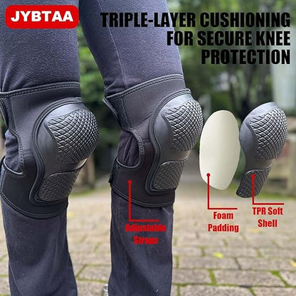 Knee Pads for Men Women Construction, Heavy Duty Garden Knee Pad for Tactical Work, Safety Kneeling Pad with Adjustable Non-Slip Straps for Flooring Cleaning, Waterproof & Durable Knee Cuhsion for Christmas, Black L (1 Pair)
