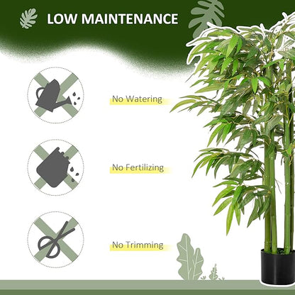 HOMCOM 4.5FT Artificial Bamboo Tree, Decorative Faux Plant in Nursery Pot for Indoor or Decor