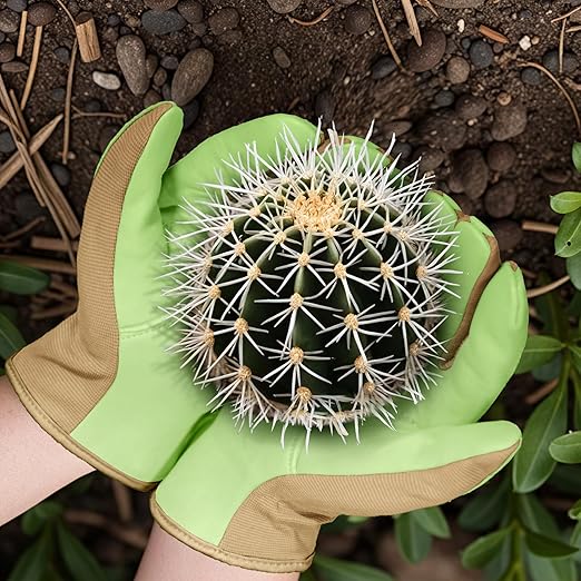Gardening Gloves, Garden Gloves for Women and Men, Thorn Proof Working Gloves, Durable Leather Work Garden Gloves for Yard & Outdoor Work, Green, M