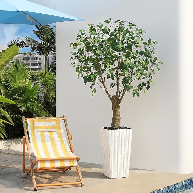 Ficus Artificial Trees Indoor Outdoor, 6ft Tall Fake Plants, Fake Ficus Silk Tree for Home Office Garden Patio Outdoor Modern Decor, 1 Pack