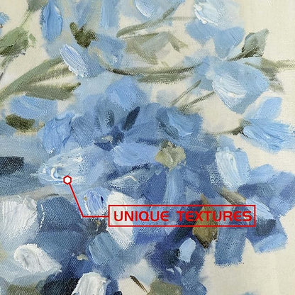 ArtSquare Blue Flower Pictures Wall Decor - Modern Floral Canvas Art Blossom in Vase Artwork Print for Living Room Bathroom 24x24 Inch