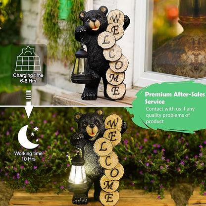 Qeeman Garden Decor Statues: Mothers Day Birthday for Mom Grandma Women Sister Wife Lady Lover - Front Patio Balcony Yard Art Lawn Ornaments Porch Outdoor Outside Decorations (Bear)