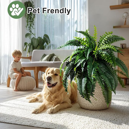 Artificial Boston Fern Plants 2 Pack 38 Leaves 33' Large Artificial Ferns Realistic Fake Hanging Ferns Faux Greenery for Indoor Outdoor Decor Home Office Porch