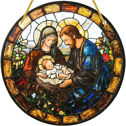 Acrylic Window Hanging Christmas Stained Panel Window Decoration for Outdoor Indoor Garden Yard Home Winter Decor 8 Inch
