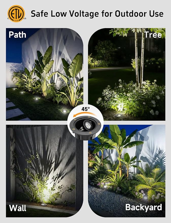 Gardenreet LED Well Lights Low Voltage - Brass In-Ground Ip65 Electric 12V Lighting, Weatherproof Light, Antique Bronze for House Garden Walkway with 5000K Daylight White MR16 Bulb