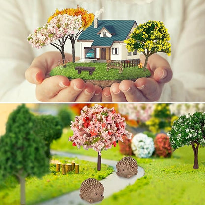 56 Pcs Fairy Garden Accessories, Mini Resin Animals Figures, Miniature Table and Chairs, Moss Bonsai Micro Landscape Ornaments Kit, Miniature Garden Kit, Terrarium Ornaments DIY Craft